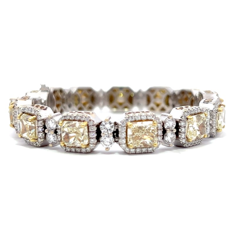 Estate Fancy Pale Yellow And Diamond Bracelet