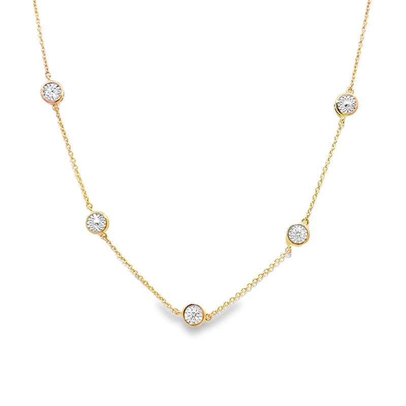 Two Tone Diamond Station Necklace
