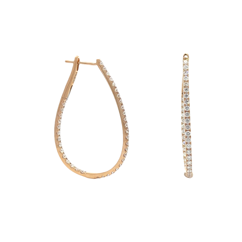 Diamond Teardrop Hoop Earrings