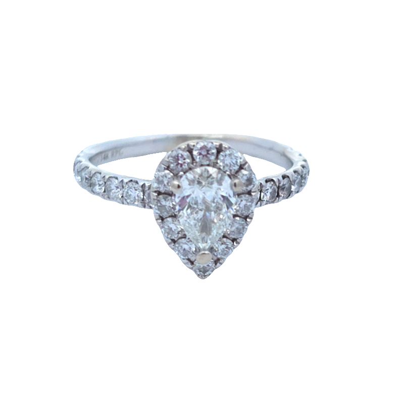 Estate Pear Shaped Diamond Halo Engagement Ring Estate Pear Shaped Diamond Halo Engagement Ring