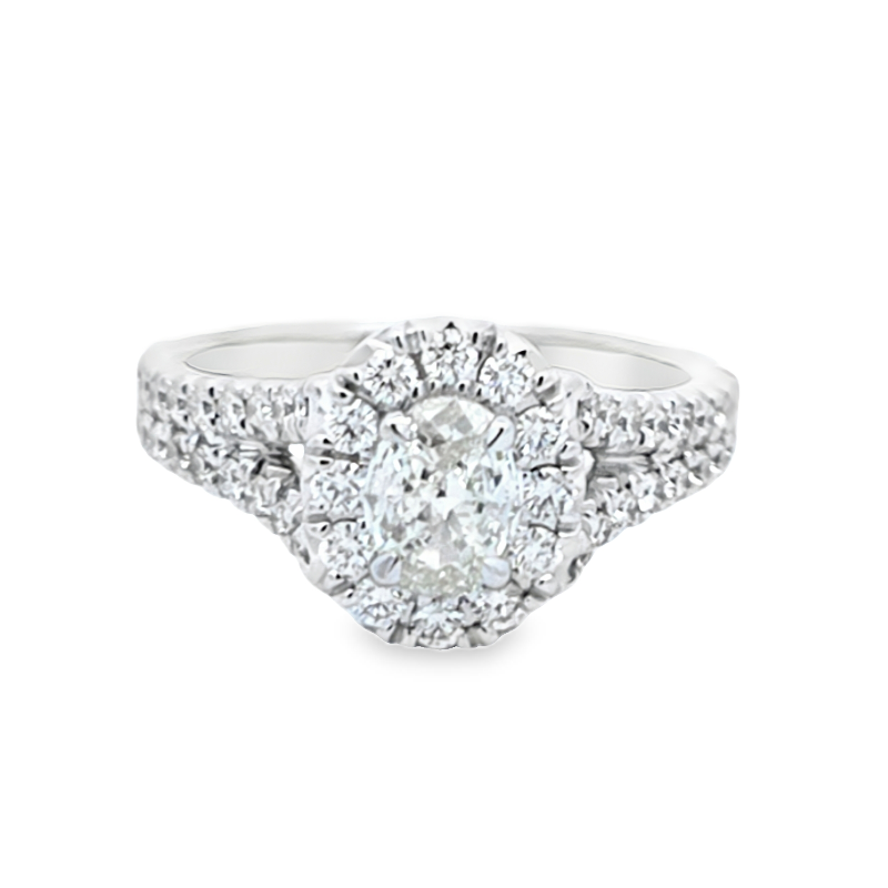 Henri Daussi Classic Diamond Pave Split Shank Setting with a Halo Engagement Ring Henri Daussi Classic Diamond Pave Split Shank Setting with a Halo Engagement Ring