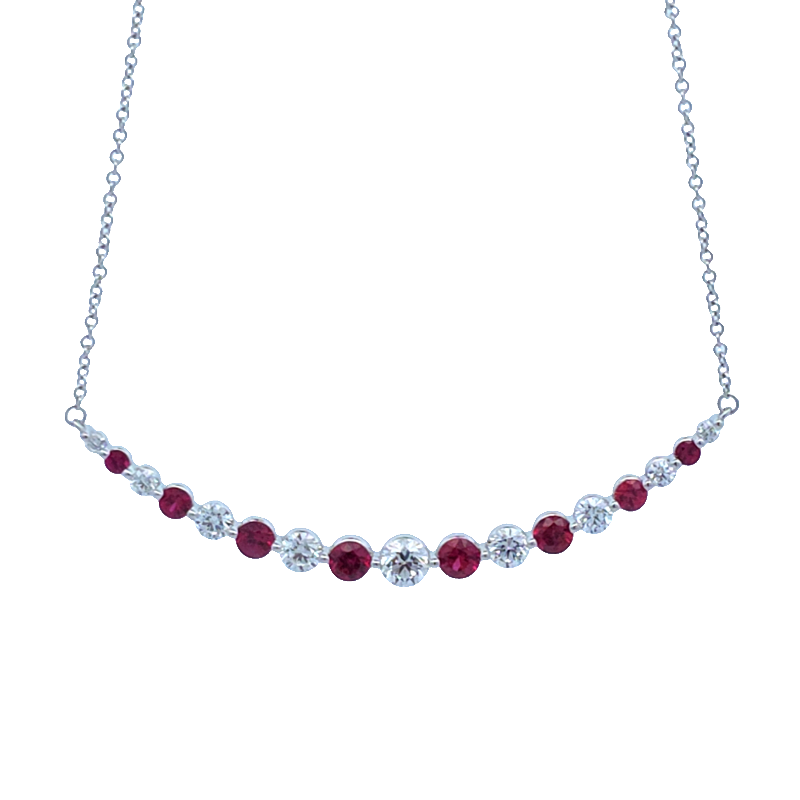 Diamond and Ruby Smiley Bar Necklace Diamond and Ruby Smiley Bar Necklace