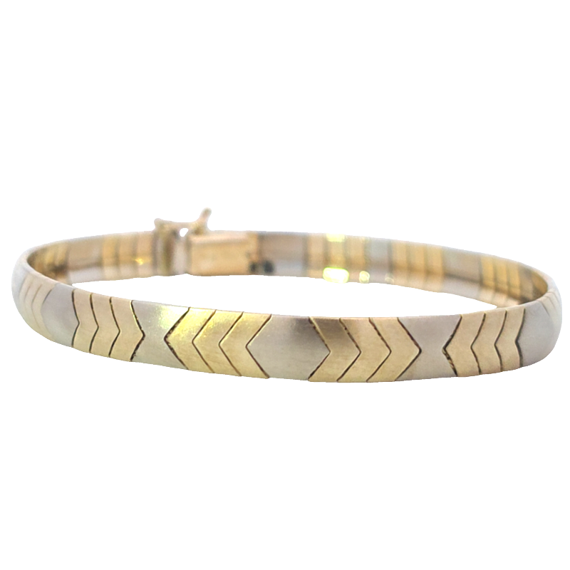 Estate Two Tone Chevron Link Bracelet