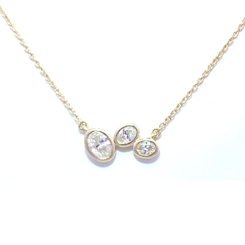 Three Stone Oval Diamond Necklace Three Stone Oval Diamond Necklace