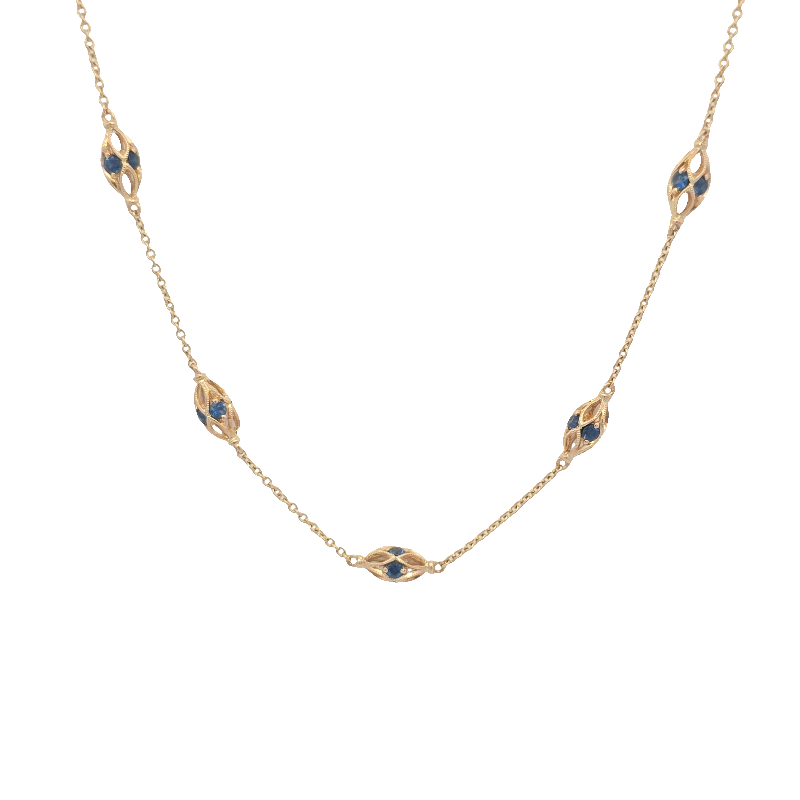 3-D Blue Sapphire Station Necklace 3-D Blue Sapphire Station Necklace