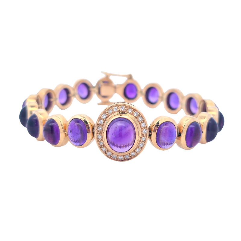 Estate Amethyst And Diamond Bracelet