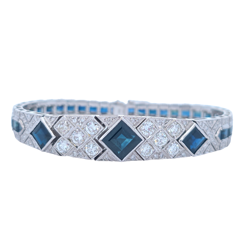 Estate Diamond And Blue Sapphire Bracelet