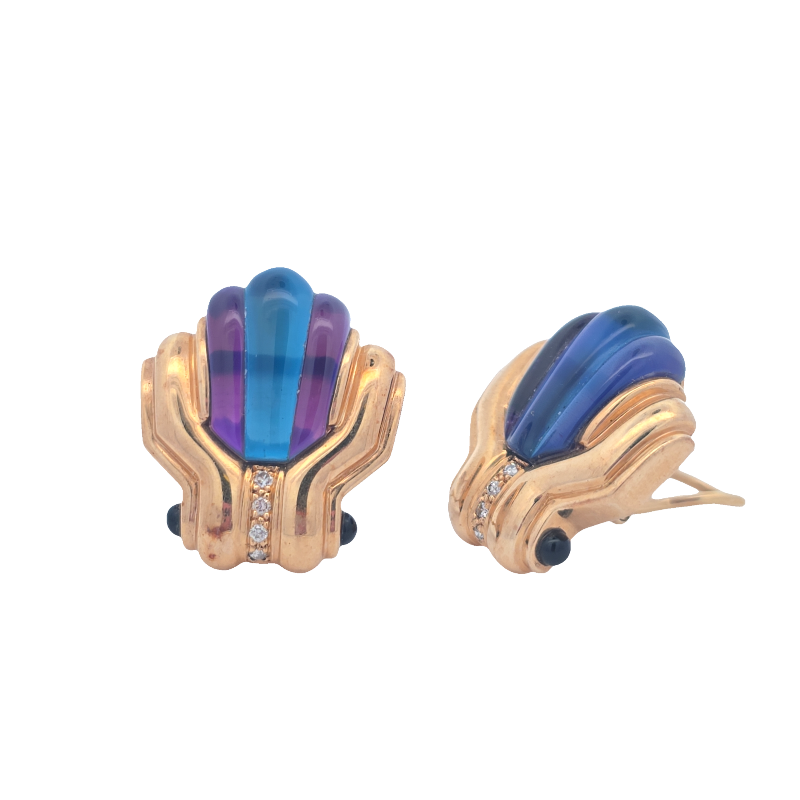 Estate Amethyst Blue Topaz And Diamond Earring by Winc Creations