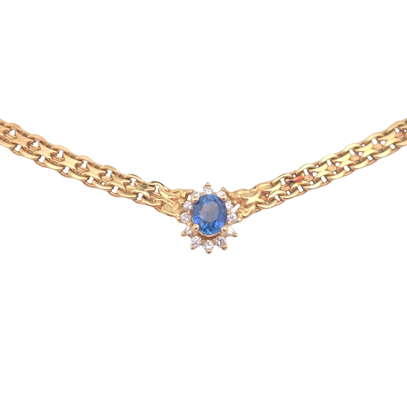 Estate Blue Sapphire And Diamond Necklace