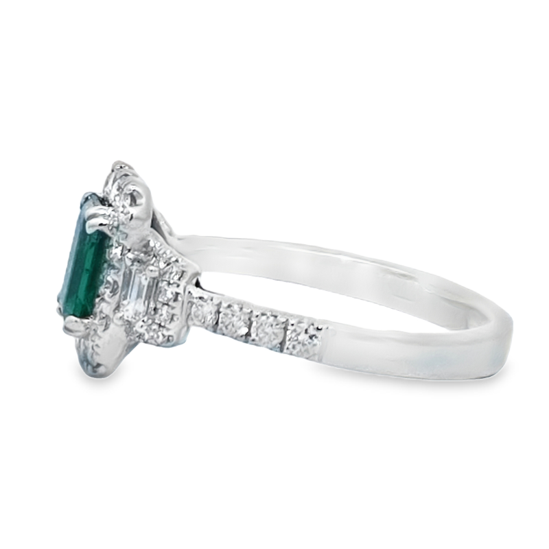 Emerald And Diamond Halo Ring