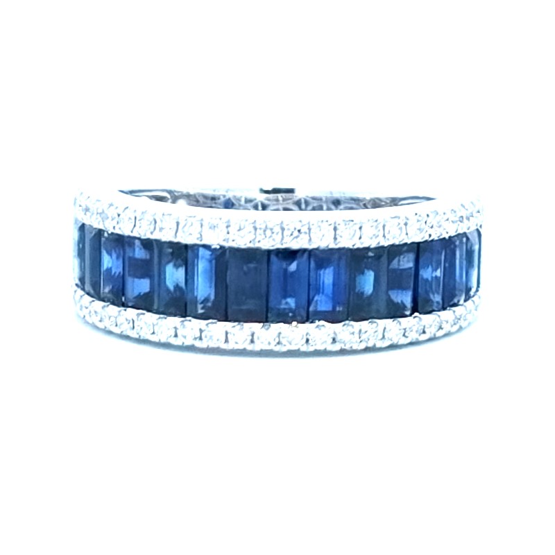 Blue Sapphire And Diamond Band