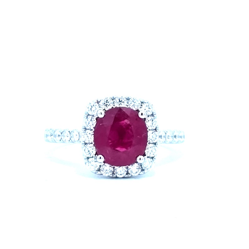 Ruby And Diamond Halo Ring