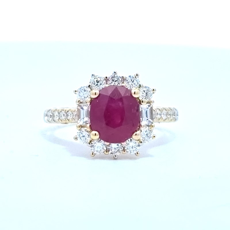 Ruby And Diamond Halo Ring