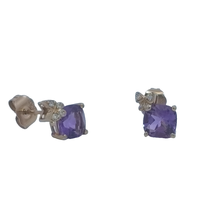 Amethyst And Diamond Earrings