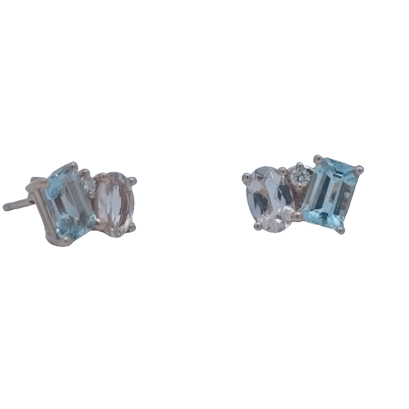 Aquamarine  Morganite  And Diamond Earrings