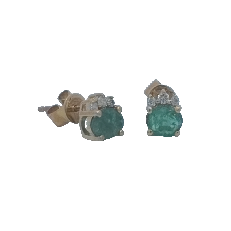 Emerald And Diamond Stud earrings