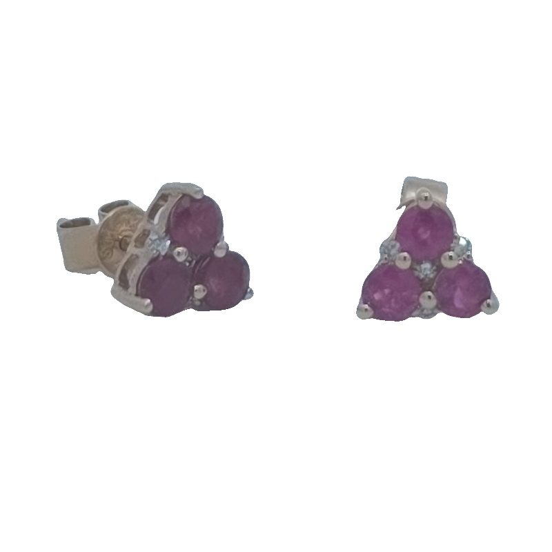 Ruby And Diamond Stud Earrings
