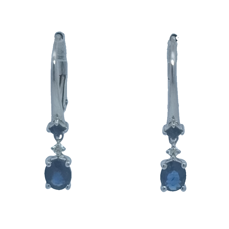 Blue Sapphire And Diamond Dangle Earrings