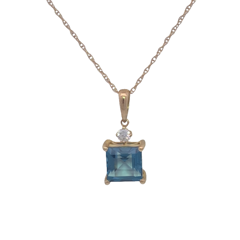 London Blue Topaz and Diamond Pendant Necklace