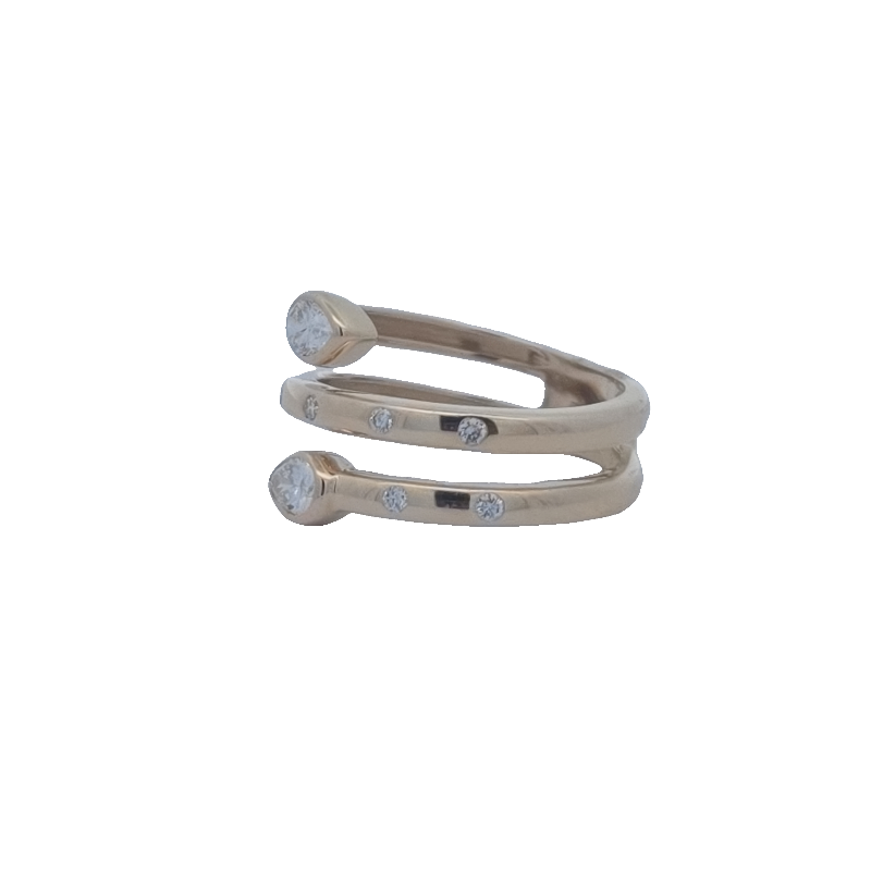 Three Row Diamond Bypass Ring