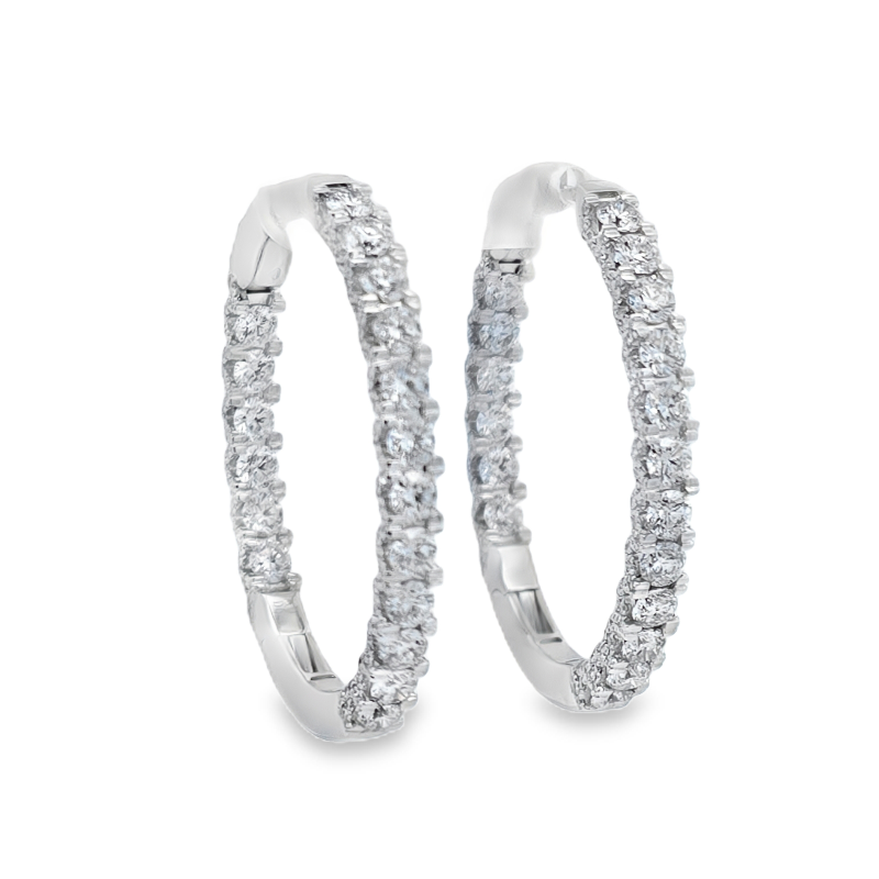Inside Out Oval Diamond Hoops