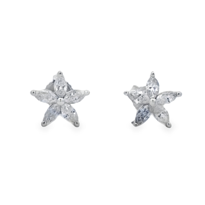 Marquise Diamond Flower Earrings
