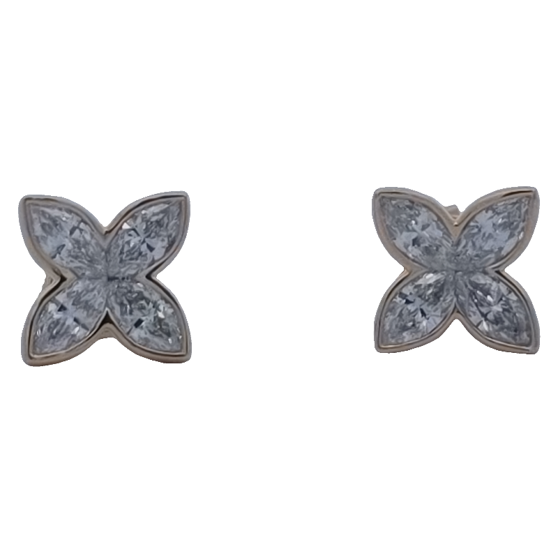 Marquise Diamond Flower Earrings