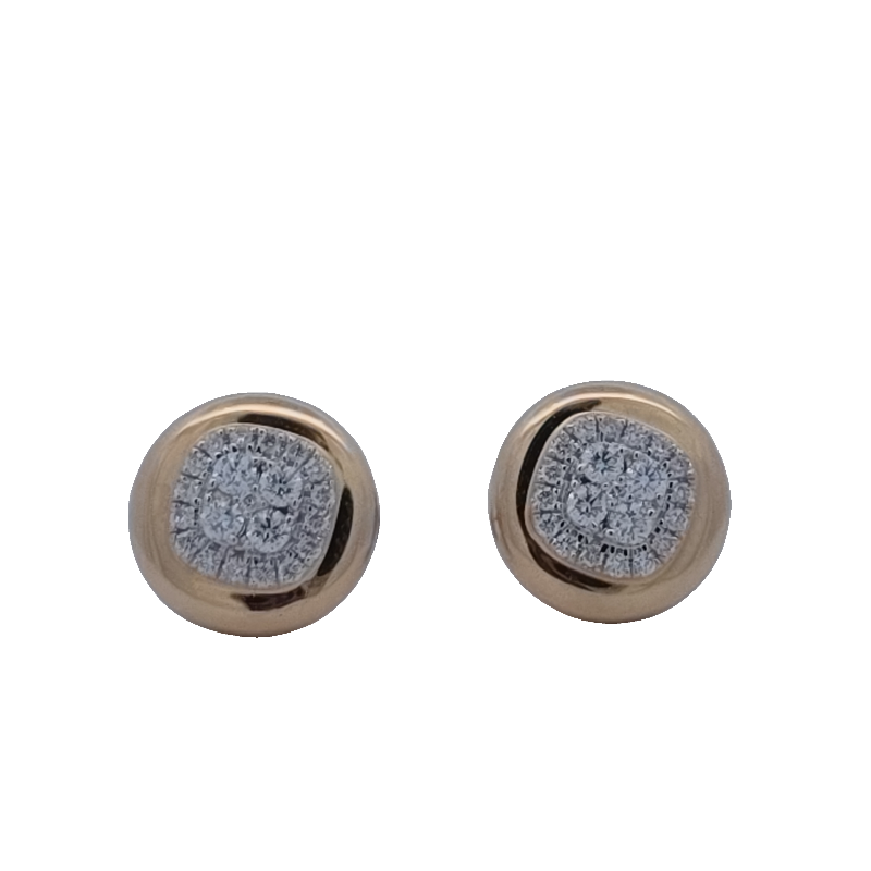 Diamond Cluster Button Stud Earrings
