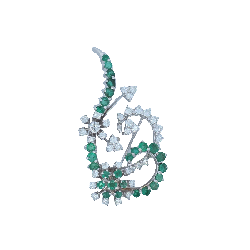 Estate Emerald And Diamond Brooch