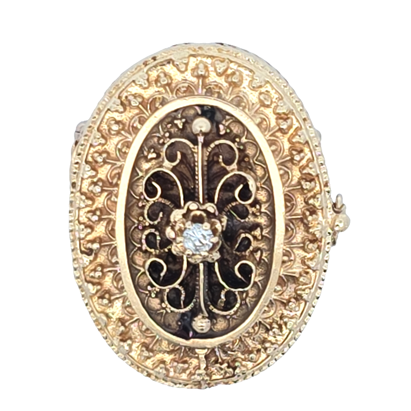 Estate Oval Ornate Pin Pendant Locket