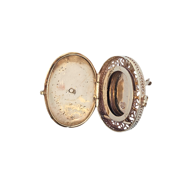 Estate Oval Ornate Pin Pendant Locket