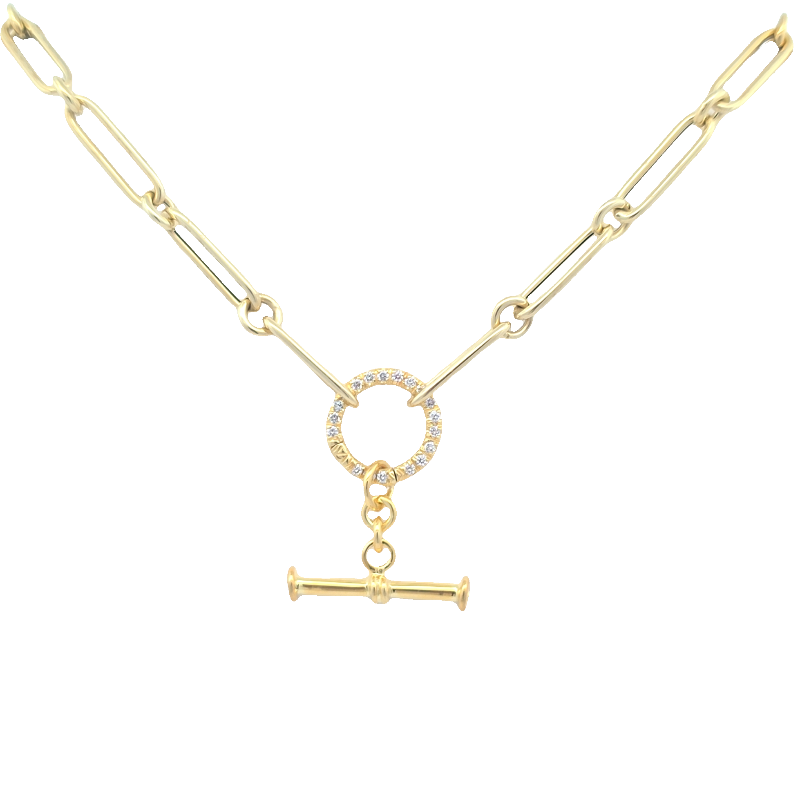 Mazza Oval Link Chain With Hinged Diamond Circle And Removable Toggle