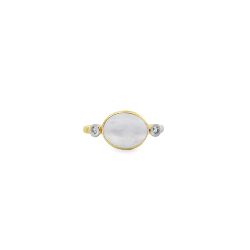 Mazza Oval East West Moonstone And Diamond Ring