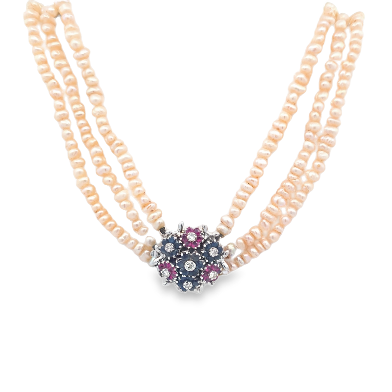 Estate Triple Strand Pearl Necklace