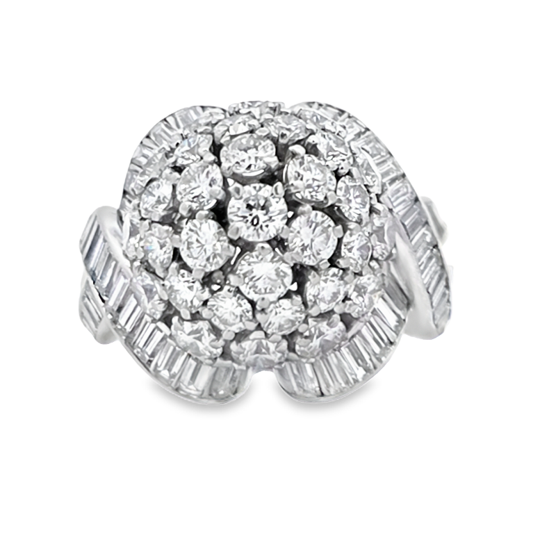 Estate Platinum 1970's Cocktail Ring