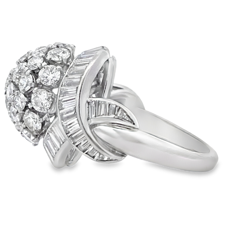 Estate Platinum 1970's Cocktail Ring