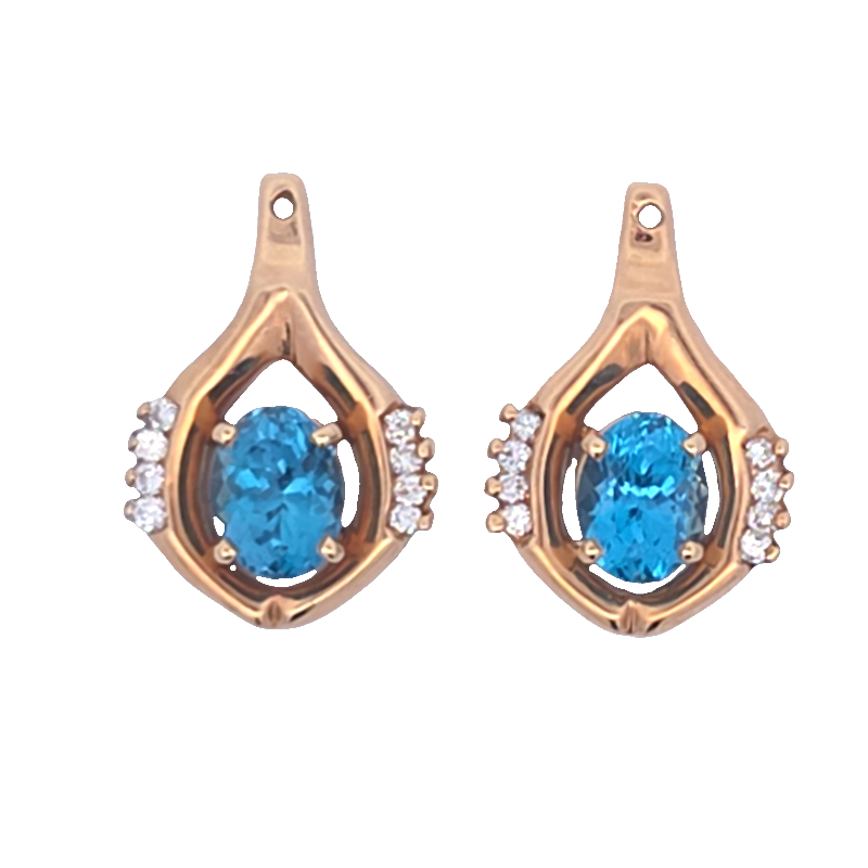 Estate Blue Topaz And Diamond Earring Drops