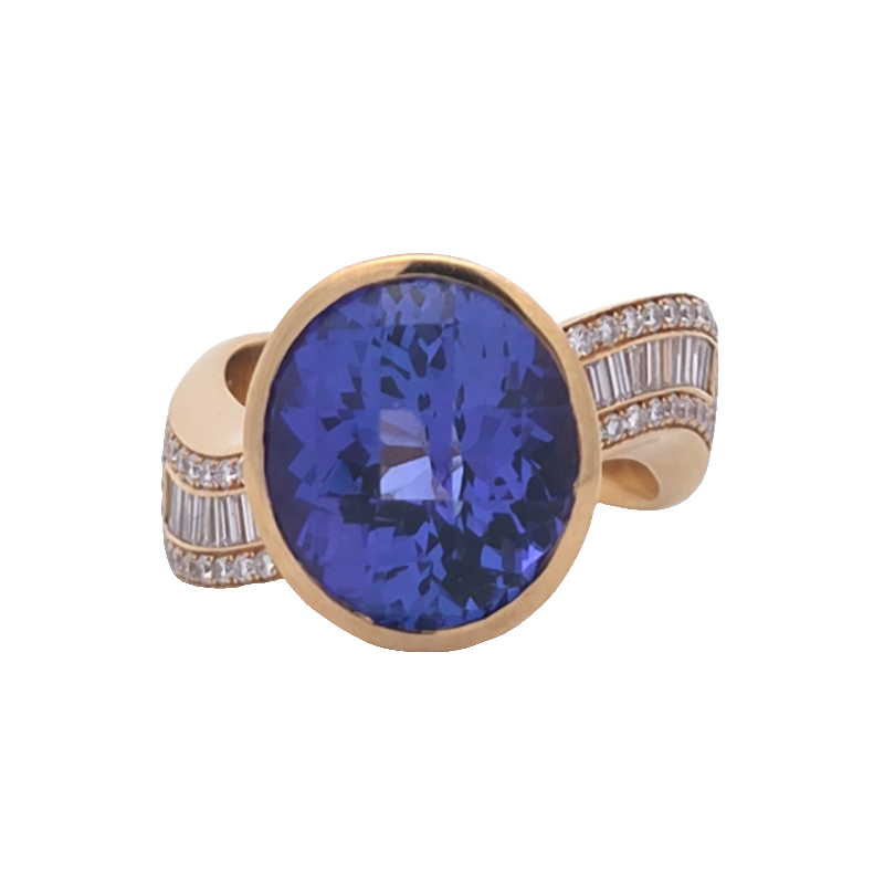 Estate Tanzanite And Diamond Ring