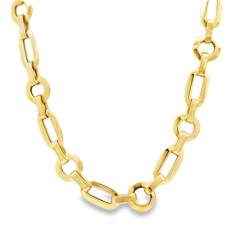 Roberto Coin Alternating Oval And Round Link Chain Necklace