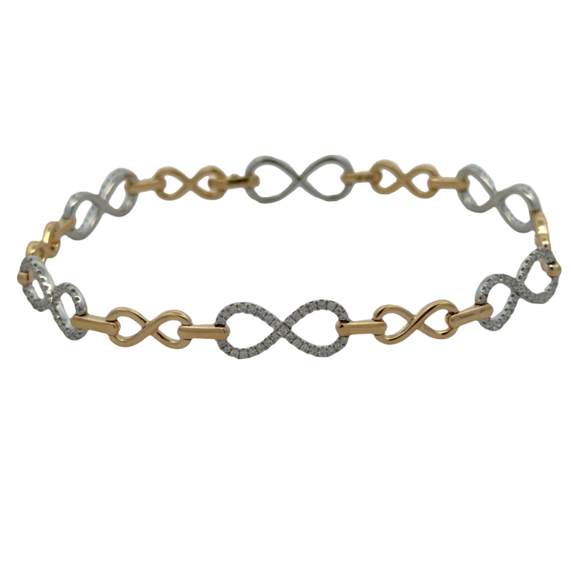 Diamond Figure 8 Two Tone Bracelet