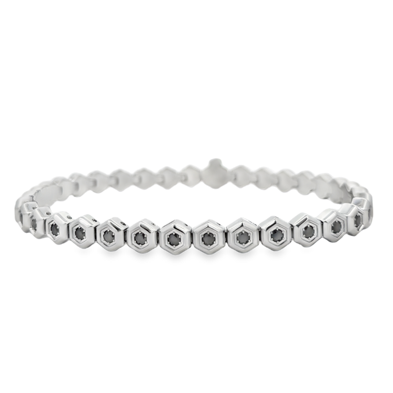 Italgem 6mm Hexagon Black CZ Bracelet