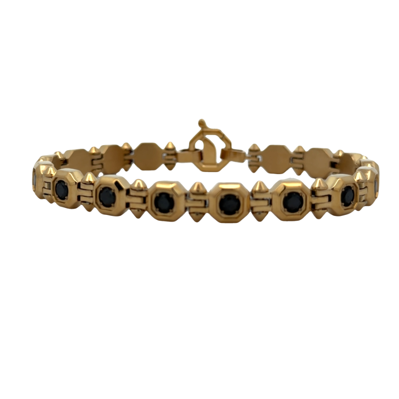 Italgem 6.5mm Octagon Black CZ Bracelet