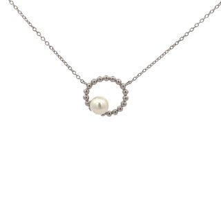 Freshwater Pearl Necklace In Sterling Silver Measuring 18