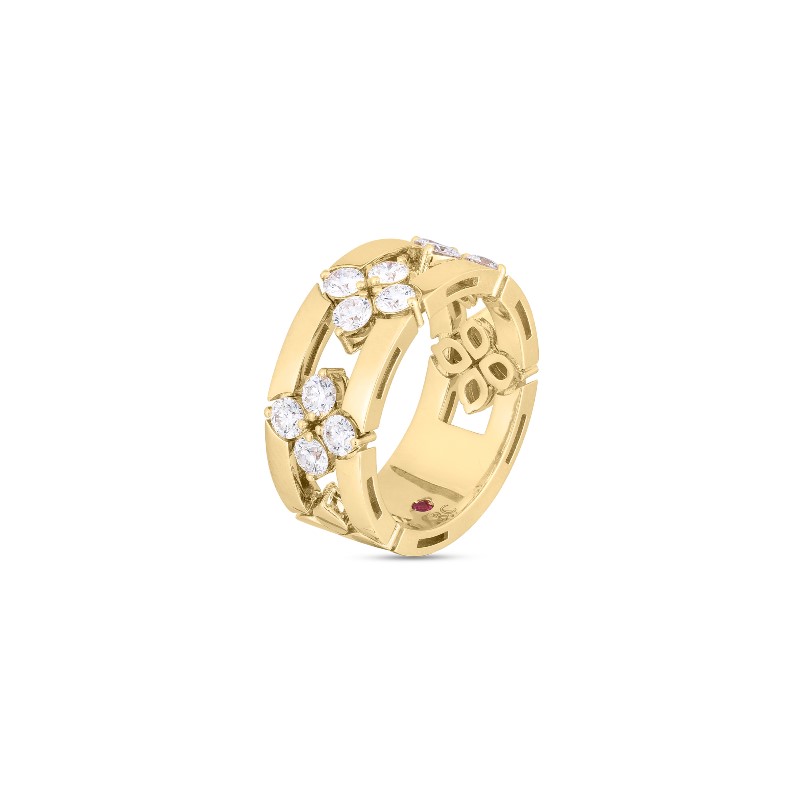 Roberto Coin 18 Karat Yellow Gold  8.5Mm Love In Verona Diamond Open Frame Ring