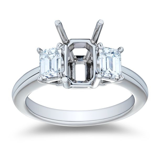Platinum Diamond Semi Mount 3 Stone Engagement Ring