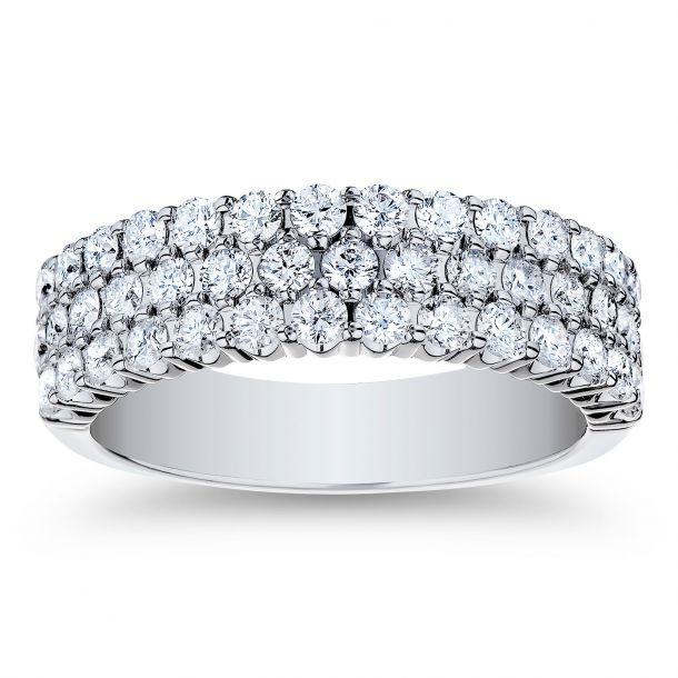 Platinum 3 Row Diamond Band