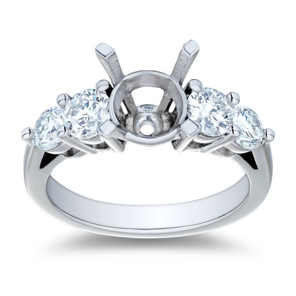 Platinum Five Stone Diamond Semi Mount Engagement Ring