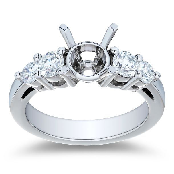 Platinum Five Stone Diamond Semi Mount Engagement Ring