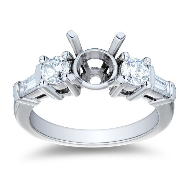 Platinum Five Stone Diamond Semi Mount Engagement Ring