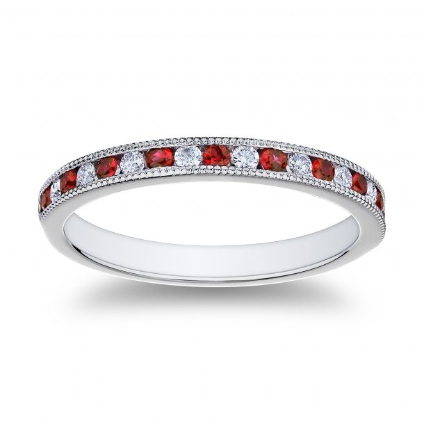 Platinum Ruby And Diamond Band